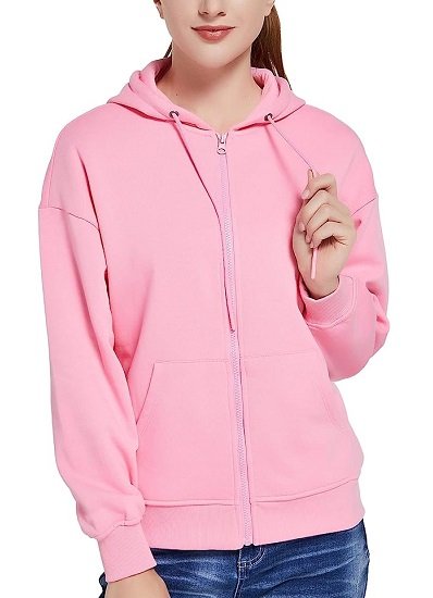 Womens Full Zip Up Hoodie with Pockets Micro Fleece Zipper Hooded